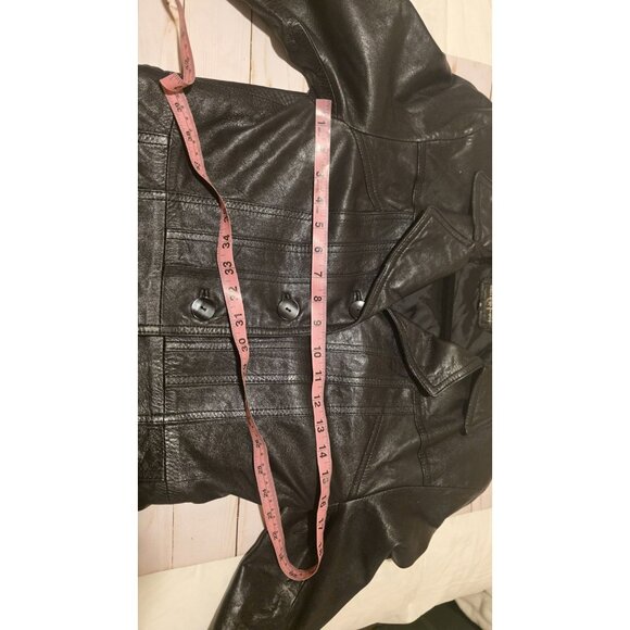 American People Leather Jacket Button Down Fall Jacket Womens Small Moto Gothic - Picture 4 of 9